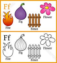 Coloring Book for Children - Alphabet F