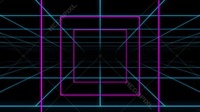 Neon Grid Square Loop Background