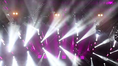 Light scene in large stadium at rave party