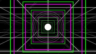 Retro Neon Grid Squares and Circle Pop Loop