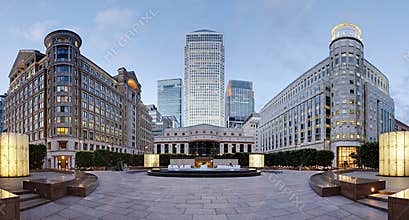 Canary Wharf skyline from Cabot Square, London