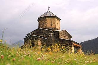 The church in Shenako village, Tusheti region (Georgia)