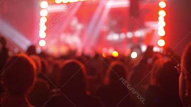 People standing back on the night pop concert