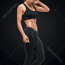Fitness sporty woman showing her well trained body
