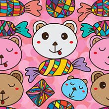 Bear candy like seamless pattern