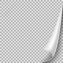 Blank sheet of paper with page curl and shadow, design element