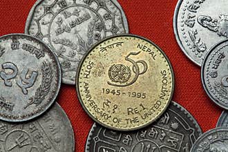 Coins of Nepal. United Nations 50th Anniversary