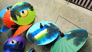 Hand painted umbrellas, thai factory