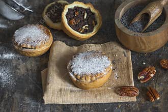 Sweet cakes with poppy seed and nut filling