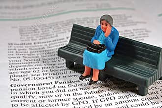 Scared senior woman - pension