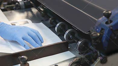 Flexo press surface printing machine in a print flexography factory