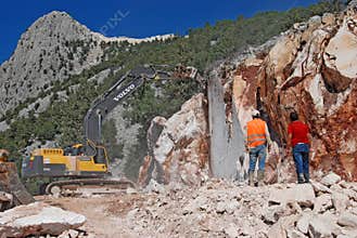 Marble quarry process work