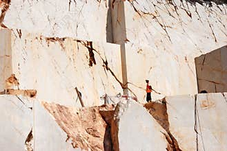 Marble quarry man on marble