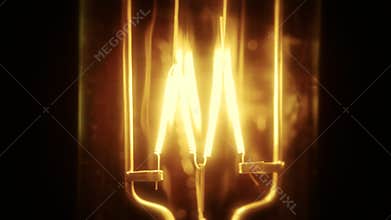 Light bulb flickering, close up.