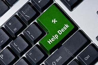 Keyboard with green key Help Desk