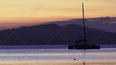 Silhouette of a sail yacht