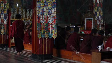 Buddhist monks sing mantras