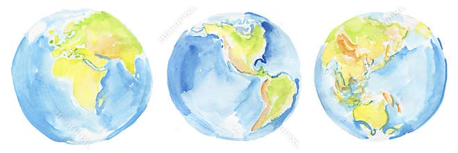 Hand drawn watercolor Earth.