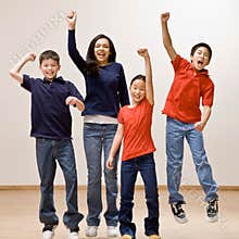 Children cheering and celebrating their success