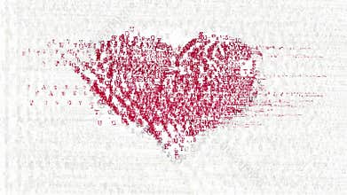 Heart symbol made by abstract animated letters