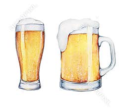 Watercolor beer glass and pint