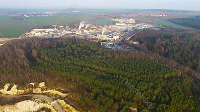 Open cast mine and factory.