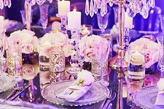 Elegant table set for an event party or wedding reception