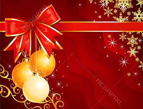 Christmas decoration with ribbon / vector