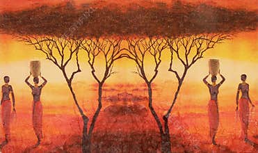 Collage african style on canvas