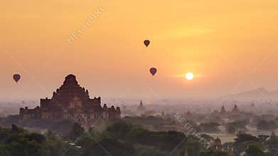 4K Timelapse of the temples of Bagan at sunrise, Mandalay, Myanmar