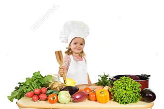 Happy chef with vegetables