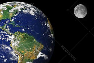 Earth and moon