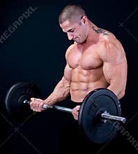 Man with a bar weights in hands