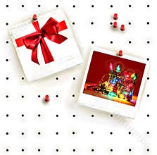 Peg board with photo frames