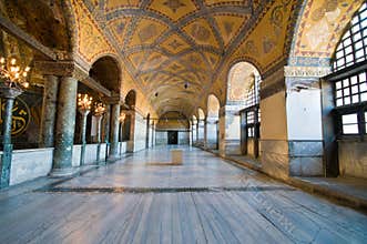 Interior of Hagia Sophia museum in Istanbul.