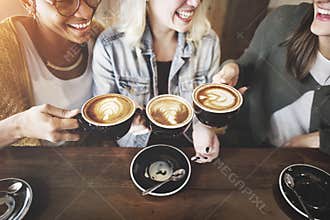 Women Friends Enjoyment Coffee Times Concept