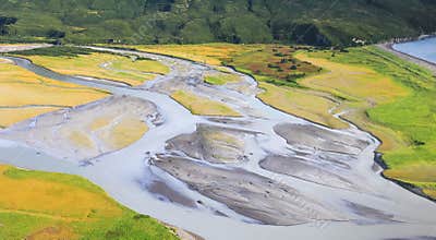 Alaska Braided Glacial River Delta In Lake Clark National Park