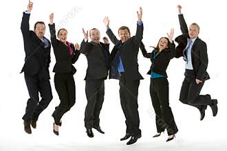 Group Of Business People Jumping In The Air
