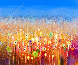 Abstract flower field watercolor painting.