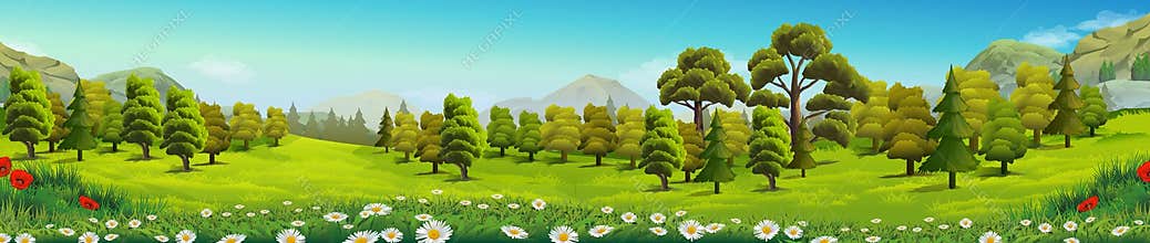 Meadow and forest nature landscape