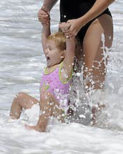 Mom and Daughter on the Beach