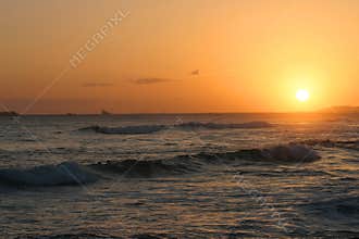 Tropical Sunset Over the Pacific Ocean