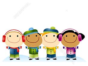 Cartoon Kids in the Snow