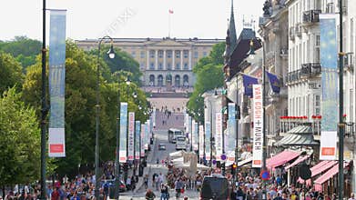 OSLO - NORWAY, AUGUST 2015: karl johans gate street view