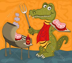 Barbecue alligator illustration