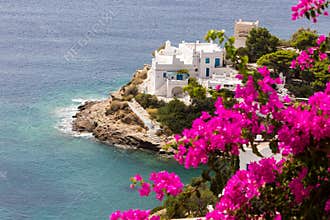 Wonderful view of City buildings in Ios Island, Greece