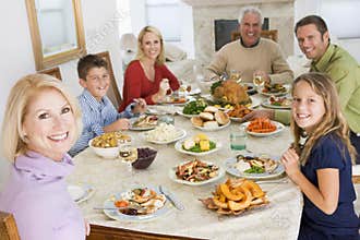 Family All Together At Christmas Dinner