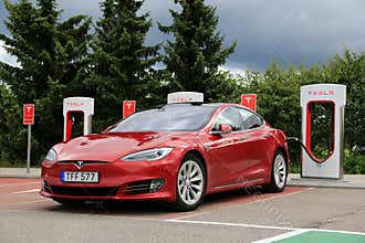 Tesla Model S Electric Vehicle with New Look