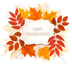 Happy Thanksgiving background with colorful autumn leaves
