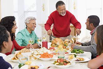Family All Together At Christmas Dinner